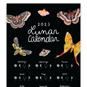 2023 Lunar Calendar 11x17 12-Month Print with Moths Created image 2