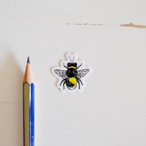 Tiny Bee Stickers 5-Pack or 10-Pack, Die Cut 1x1 Handmade Vinyl Stickers, Bumblebee Sticker image 3