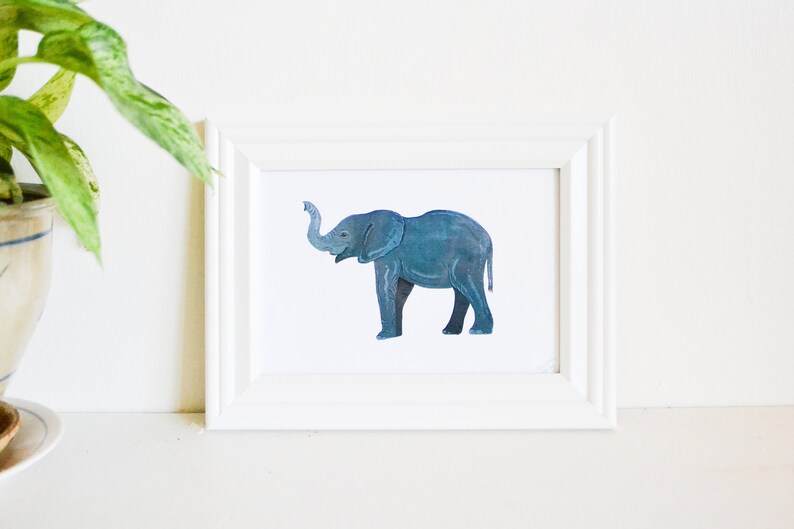 Elephant Good Luck Art Print 5x7 Framed or Unframed, From Original Acrylic Painting image 1