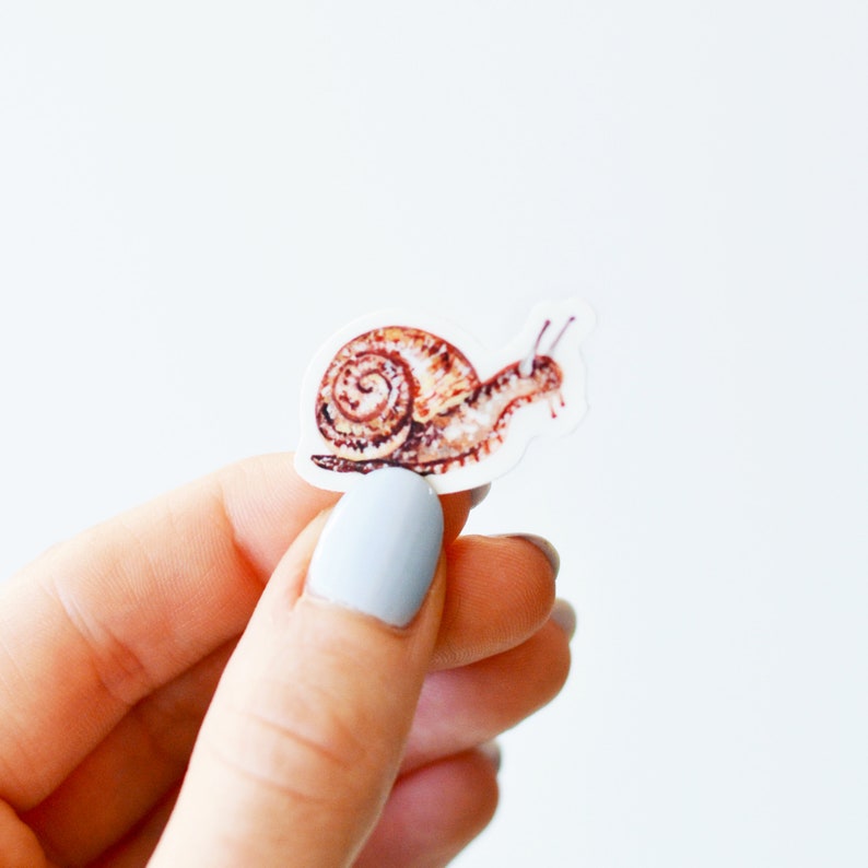 Tiny Snail Sticker, Die Cut 1x1, Handmade Vinyl Sticker from Acrylic Painting, Garden Snail image 3