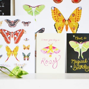 Haben Sie eine magische Geburtstags-Grußkarte, 13x18, 100% Recyclingpapier, Luna Moth, Happy Birthday Card, Magical Moths Whimsical, Painted Bild 9