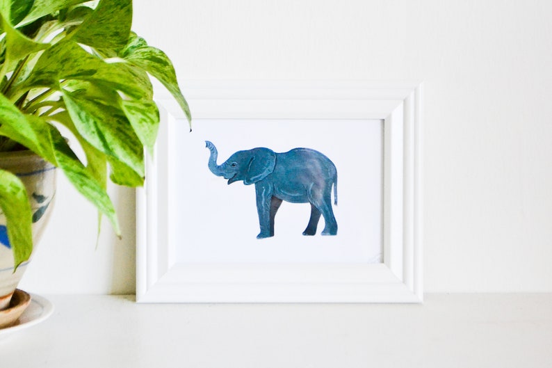 Elephant Good Luck Art Print 5x7 Framed or Unframed, From Original Acrylic Painting image 3
