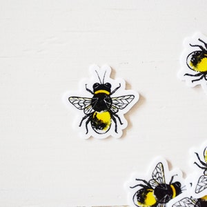 Tiny Bee Stickers 5-Pack or 10-Pack, Die Cut 1x1 Handmade Vinyl Stickers, Bumblebee Sticker image 4