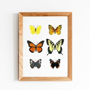 Yellow Butterflies Printable Art, Downloadable Digital Print, Original Painting Art Print, Butterfly Wall Art