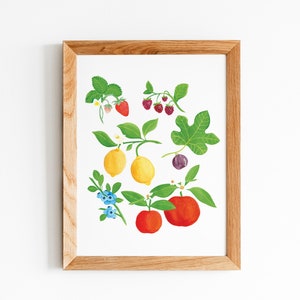 Fruit Printable Art, Downloadable Digital Print, Original Painting Art Print, Kitchen Wall Art