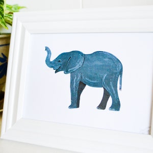 Elephant Good Luck Art Print 5x7 Framed or Unframed, From Original Acrylic Painting image 2