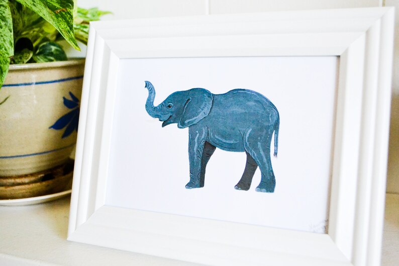 Elephant Good Luck Art Print 5x7 Framed or Unframed, From Original Acrylic Painting image 2