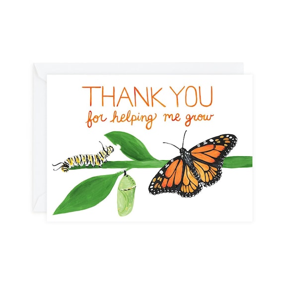 Monarch Butterfly Thank You Card: Caterpillar Metamorphosis, Recycled Paper