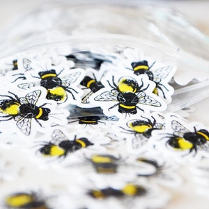 Tiny Bee Stickers 5-Pack or 10-Pack, Die Cut 1x1 Handmade Vinyl Stickers, Bumblebee Sticker image 7