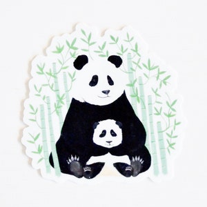 Panda Sticker, Die Cut 3"x3", Handmade Vinyl Sticker from Acrylic Painting, Baby Panda Cub Sticker, Mother's Day Gift, Baby Shower Gift