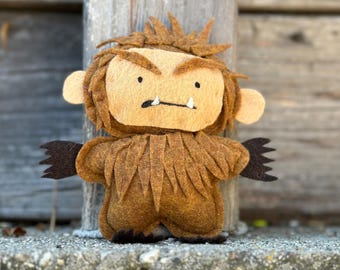 Bigfoot cryptid plush, chibi urban legend monster