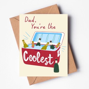 Tarjeta "Papá, eres el más genial": tarjeta divertida para el Día del Padre, tarjeta de verano con cerveza genial para él, tarjeta divertida para el Día del Padre