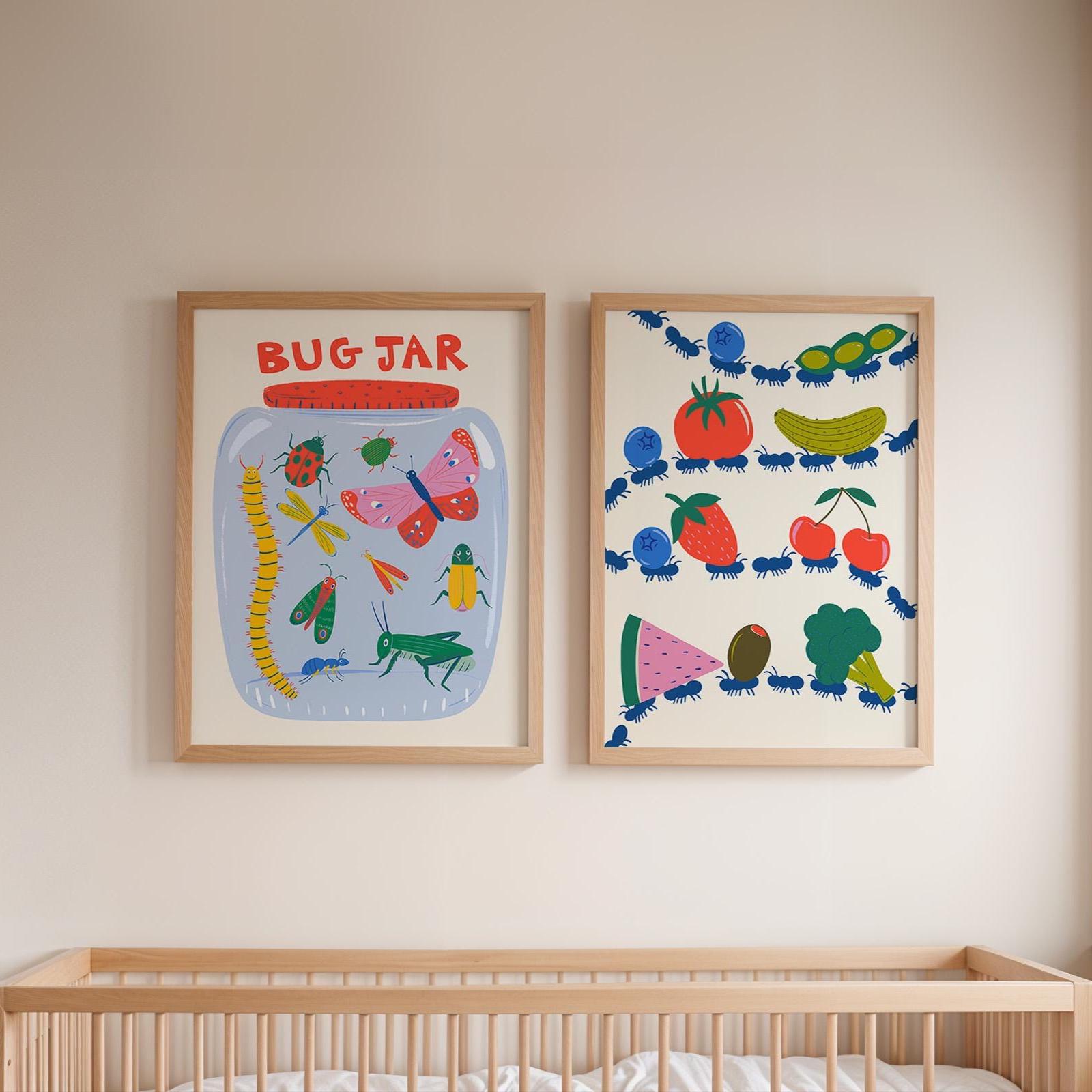Bug Jar Insect Art Print for Kids – Colorful Playroom Wall Art, Nature ...