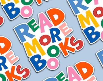 Read More Books Sticker, Colorful Vinyl Decal, Book Lover Gift
