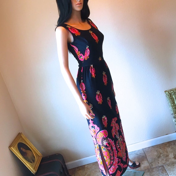 60s Evening Gown Black Pink Silk Linen Pencil Wiggle Dress Etsy