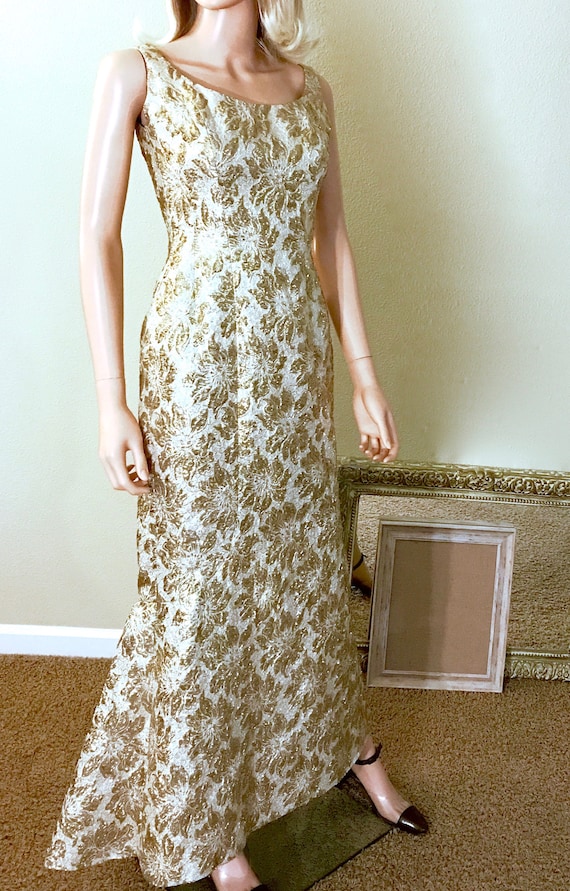 gold lame evening gown