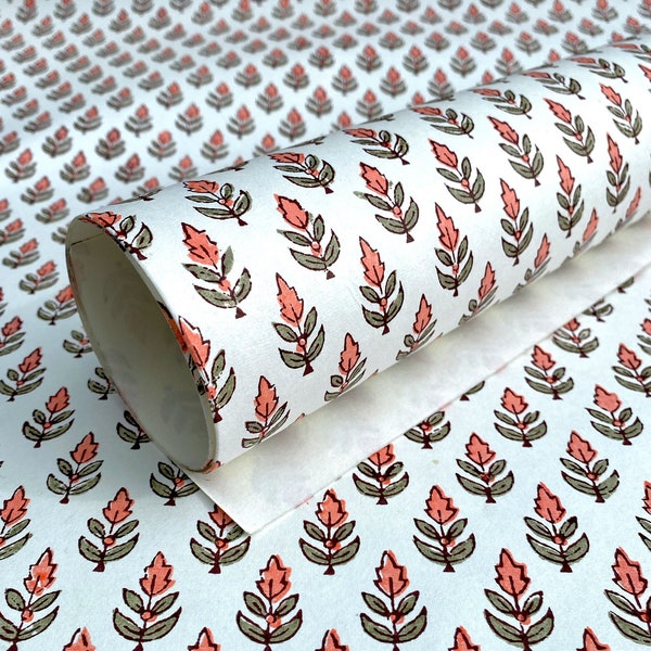 Feuille imprimée bloc à main en coton recyclé - Buti (corail, 100 g/m²)