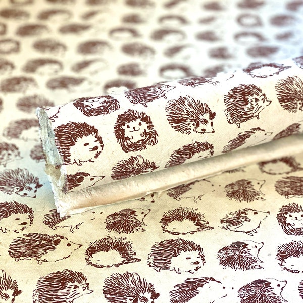 Handmade Lokta Paper - Happy Hedgehogs (55 gsm)