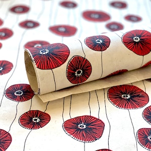 Handmade Lokta Paper Sheet - Blooming Poppies (55 gsm)