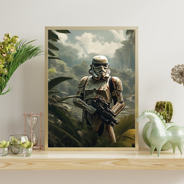 Digital Stormtrooper Clonetrooper Poster Print | Star Wars Planet Kashyyyk Trooper | Wall Art Decor