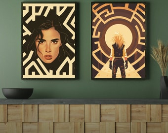 Labyrinth Poster Set in Digital Printable Art | Sarah and Jareth in "The Maze" | Movie Prints and Wall Decor