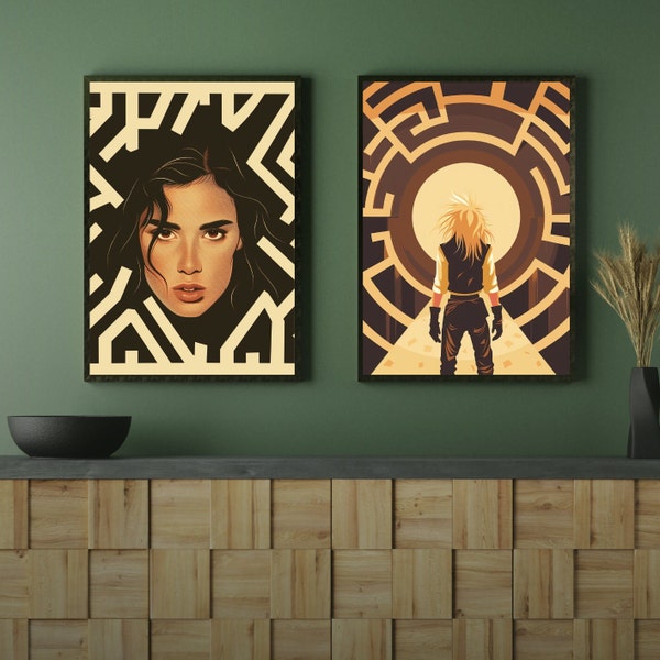 Labyrinth Poster Set in Digital Printable Art | Sarah and Jareth in "The Maze" | Movie Prints and Wall Decor