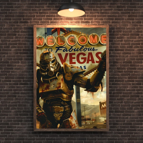 Fallout New Vegas Digital Printable Poster Art | Video Game Decor and Wall Prints | "Welcome to Vegas"