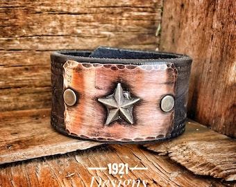 Star Leather Belt Bracelet - Etsy