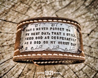 May I never forget… - hand stamped - hand made bracelet
