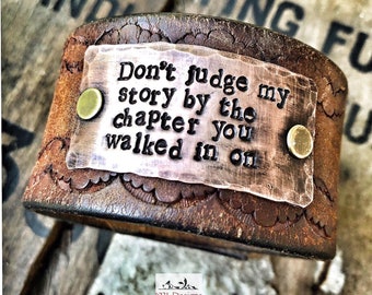 Don't judge my story - leather belt bracelet