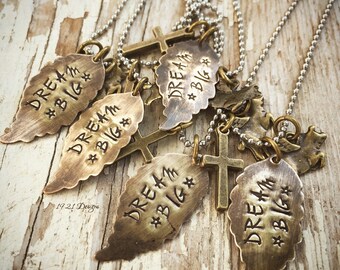 Dream big - hand stamped jewelry - flying pigs