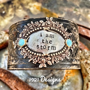I am the storm - leather belt bracelet - upcycled leather belt