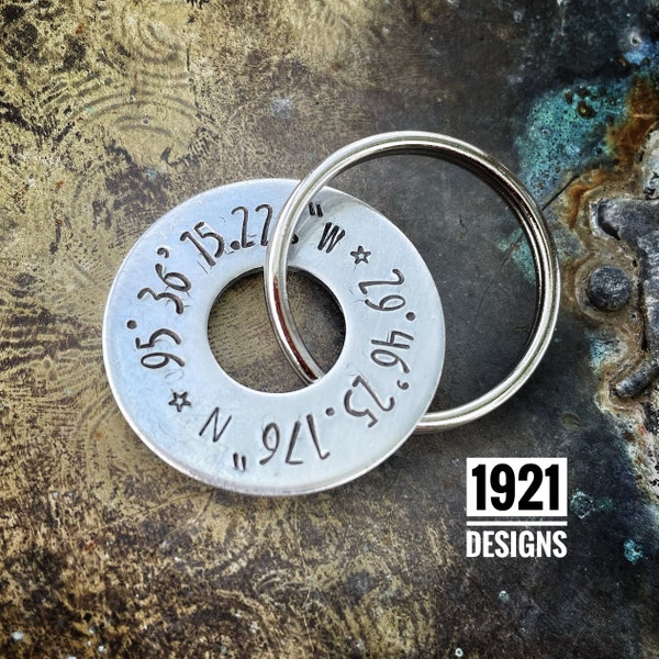 Personalized key ring - heavy duty washer - hand stamped jewelry