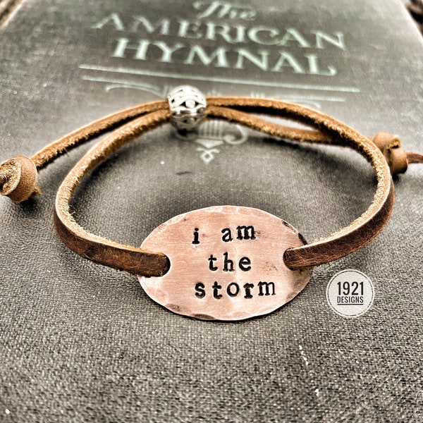 I am the storm - repurposed pressed penny bracelet - one size fits all