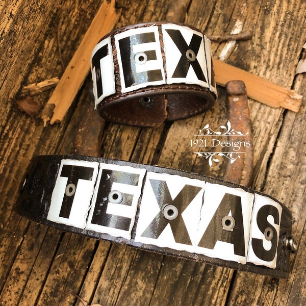 TEXAS license plate cuff - hand made - western belt cuff