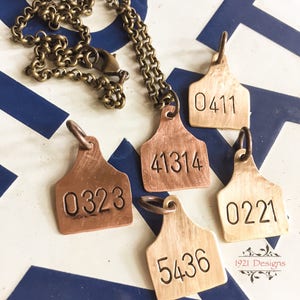 Hand stamped cow tag - copper or brass