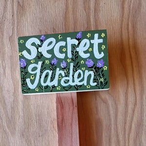Garden Sign Secret Garden Flower Wooden Stake Sign, Gardening Gift Organic Gardener Gift Flowers