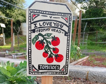 Tomato Garden Sign vegetable stake Seed Packet Gardener gift Farmer decor rustic Funny farm healthy living