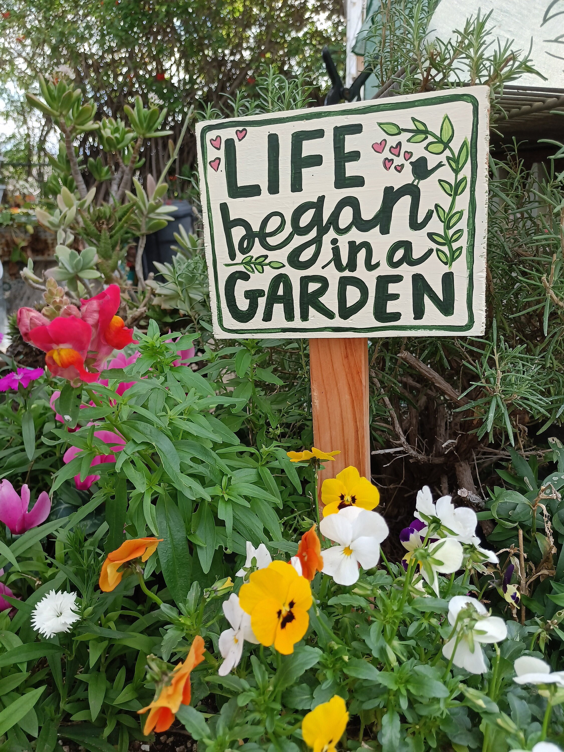 Christian Garden Sign Life Began in A Garden Gift Flower Gardener