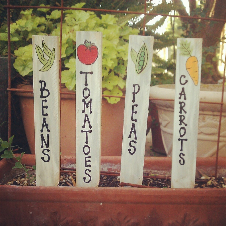 Wooden Garden Markers, Vegetable Gardening Stakes, Plant Markers Gardener Gift image 1