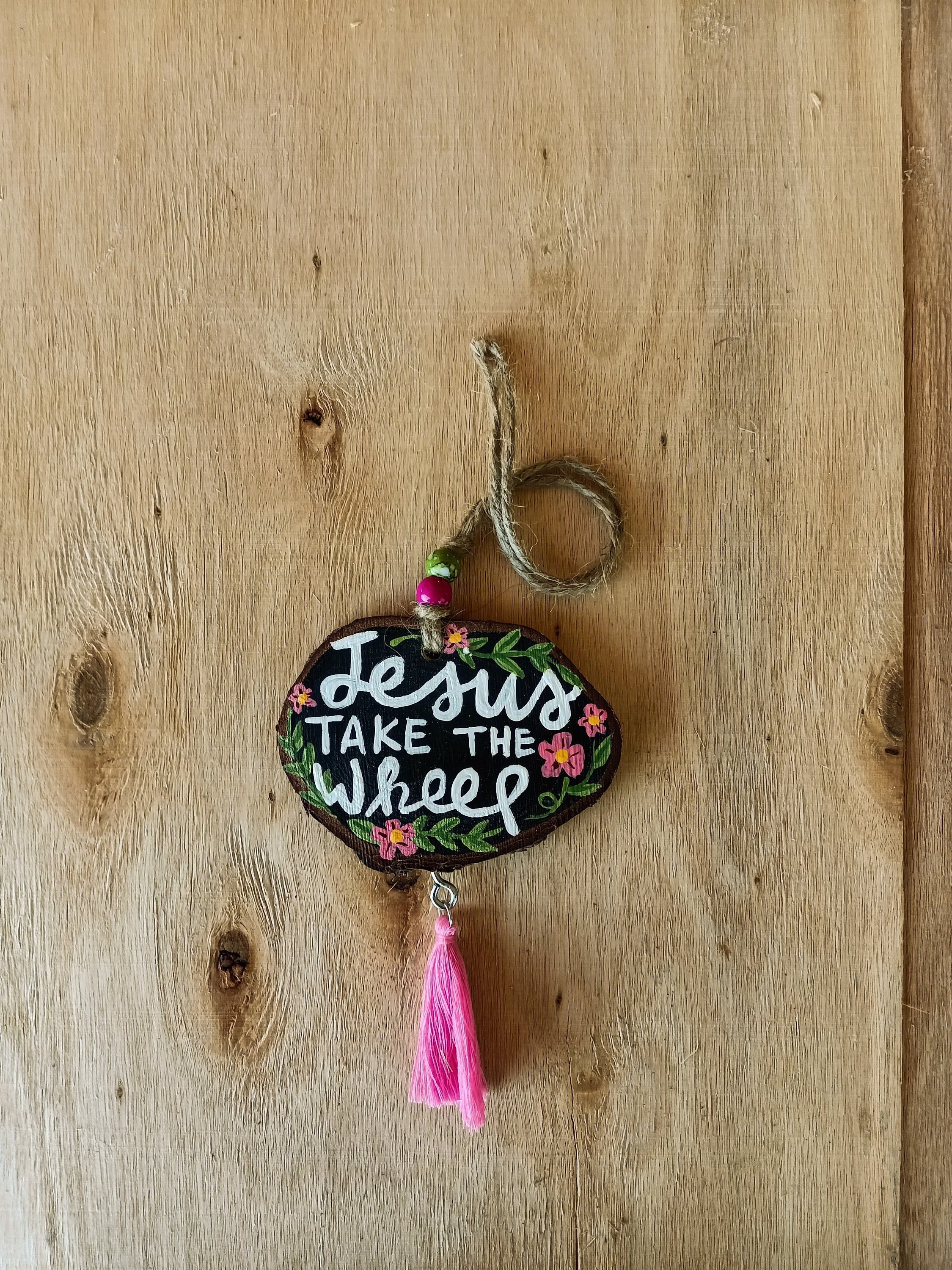 Jesus Take the Wheel Wood Slice Car Charm, Rearview Mirror Hanging Tassel  Car Ornament, Road Trip Car Decor, Handmade Car Accessories 