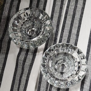 Vintage Clear Glass Candlestick Holders by First National Glassware (FNG) Indonesia
