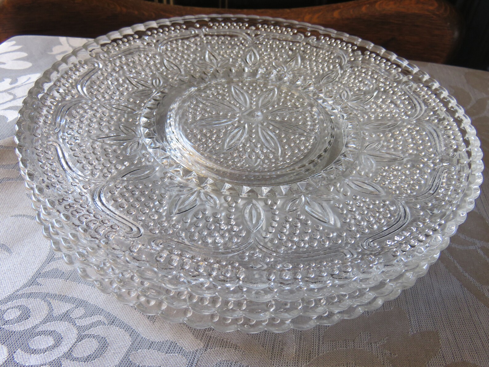 Clear 8 Luncheon Plates Sandwich Glass Heritage Etsy