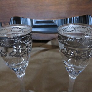 Set of Two - Clear & Silver Brandy Glasses