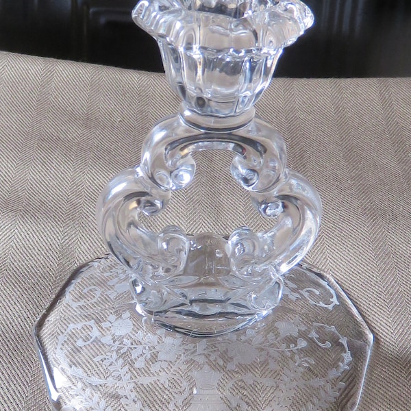 Beautiful Classic Vintage "Portia Clear" Single Light Keyhole Candlestick by Cambridge - Price just lowered!