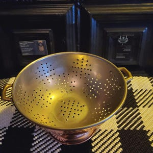 Vintage Copper and Aluminum Pedestal Colander
