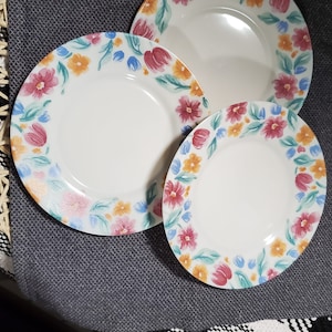 Vintage &quot;Floride&quot; by Arcopal of France - Three Salad Plates