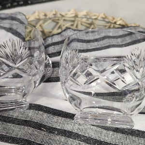 Vintage Crystal Cut X&#39;s and Fans Punch Cups