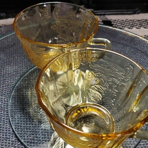Vintage &quot;Madrid&quot; Amber by Federal Glass - Two Coffee/Tea Cups