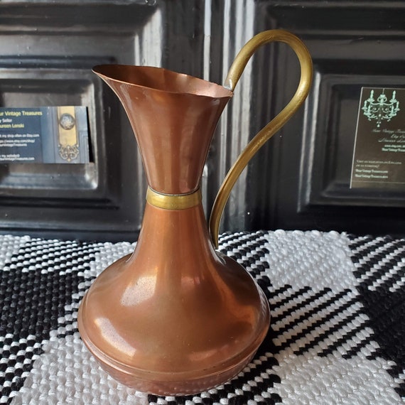 Vintage Grecian Style Copper and Brass Pitcher | Etsy